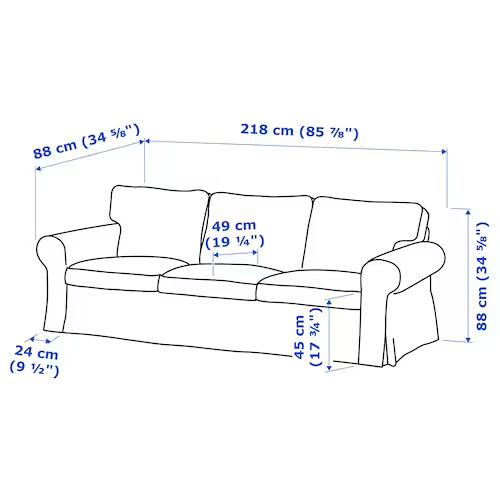 EKTORP 3-seat sofa Hakebo dark grey