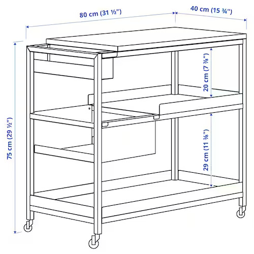 TROTTEN trolley anthracite 80x40 cm