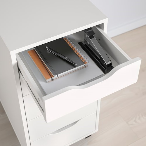 ALEX drawer unit on castors white/black 36x76 cm