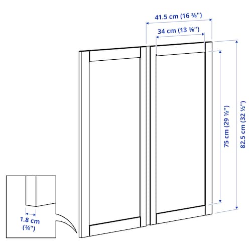 IVAR Door, dark grey/felt, 42x83 cm