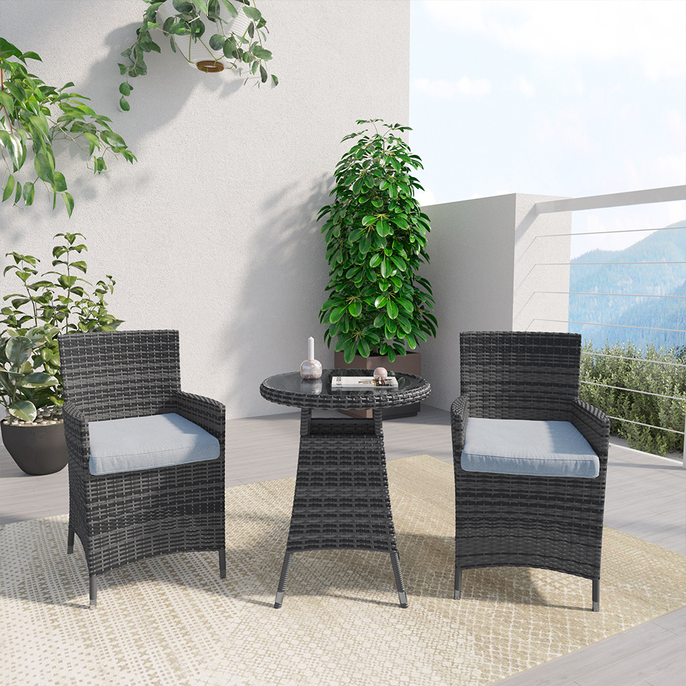 Burgas 3pcs PE Rattan outdoor sofa Set,mix grey