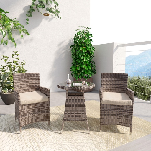 Burgas 3Pcs Pe Rattan Outdoor Sofa Set, Nature Colour