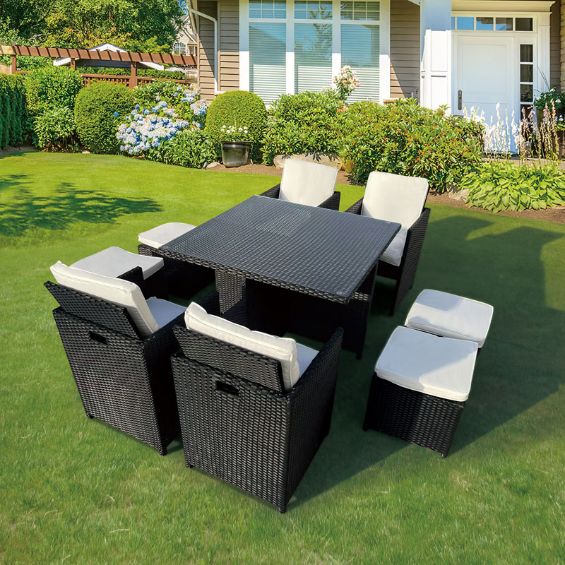 GILES Outdoor Dining Set Black