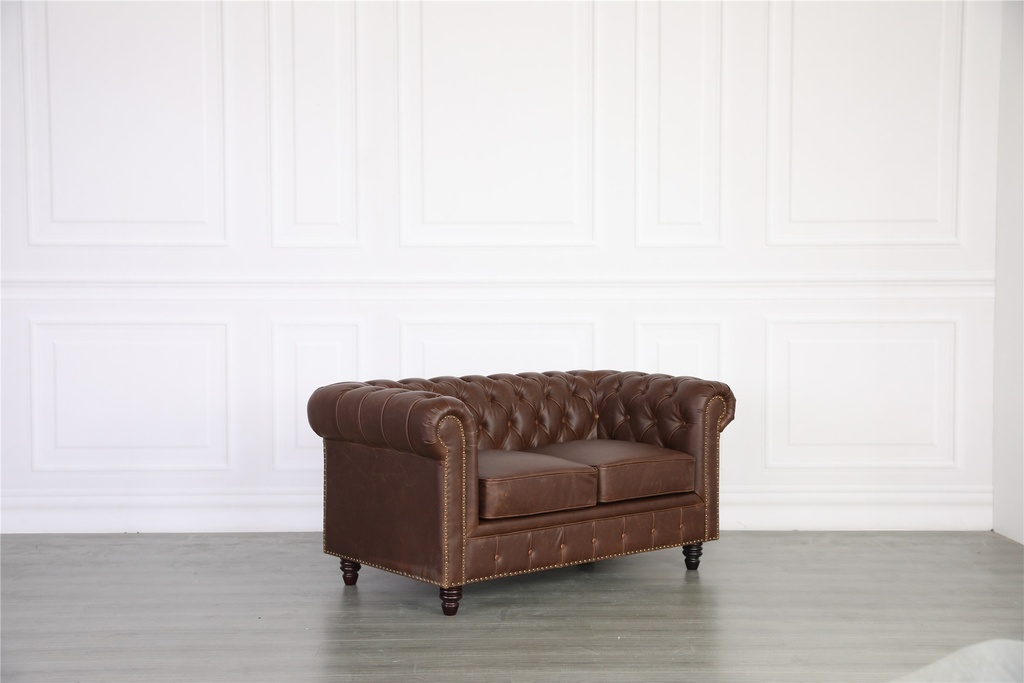 Florence Chesterfield leather Sofa 2 seater - Vintage Style