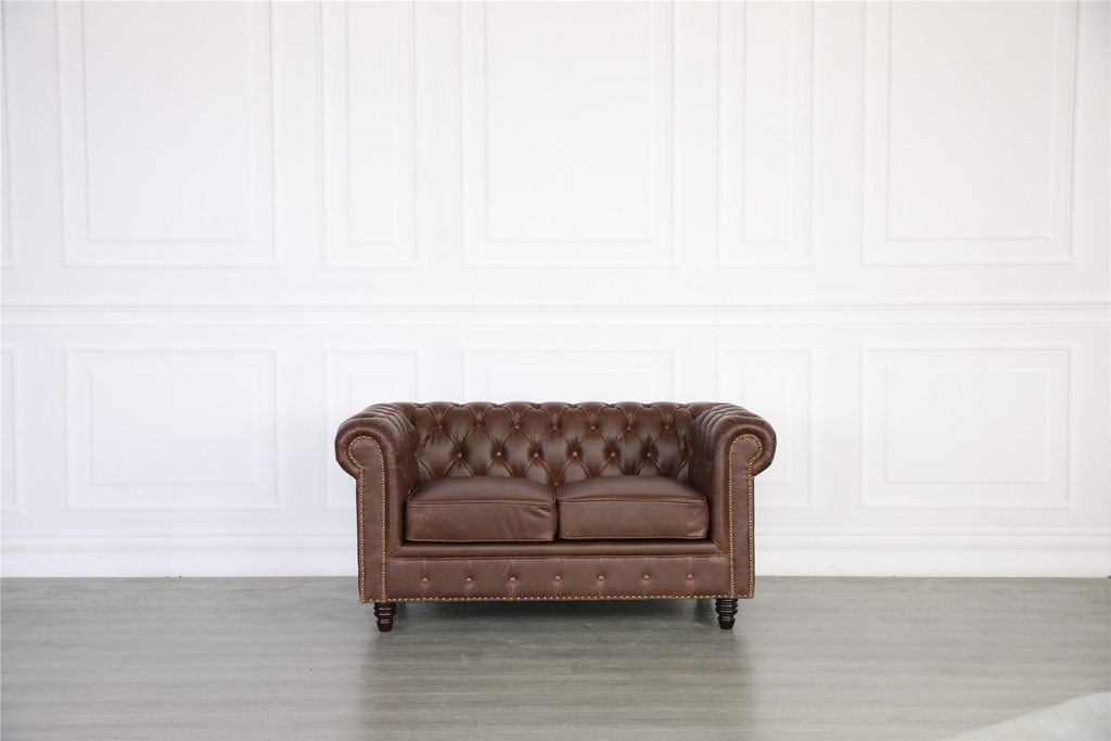 Florence Chesterfield leather Sofa 2 seater - Vintage Style