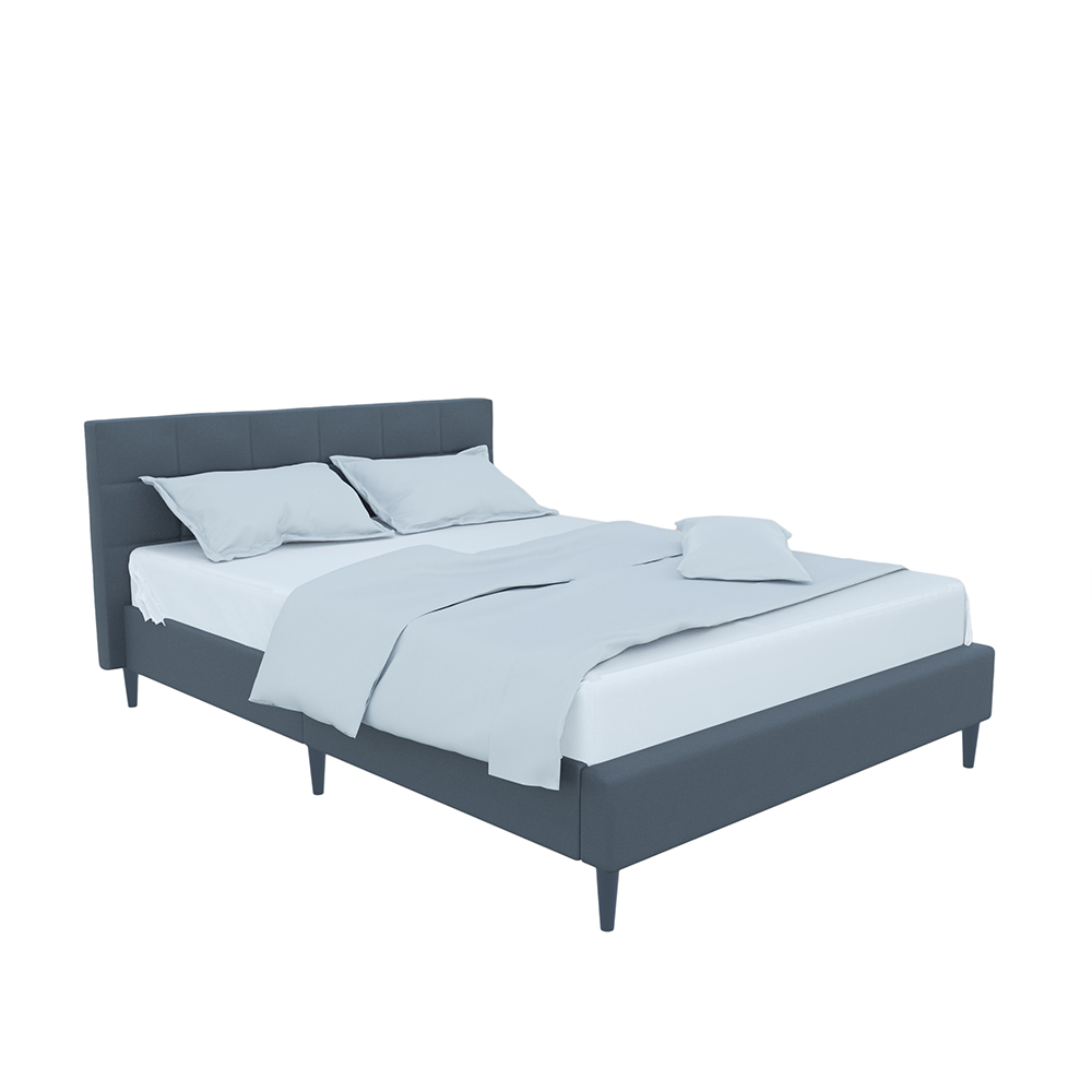 Idiya FREETOWN QueBed Frame| Upholstered| Grey| High Headboard