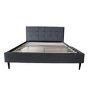 Idiya FREETOWN QueBed Frame| Upholstered| Grey| High Headboard