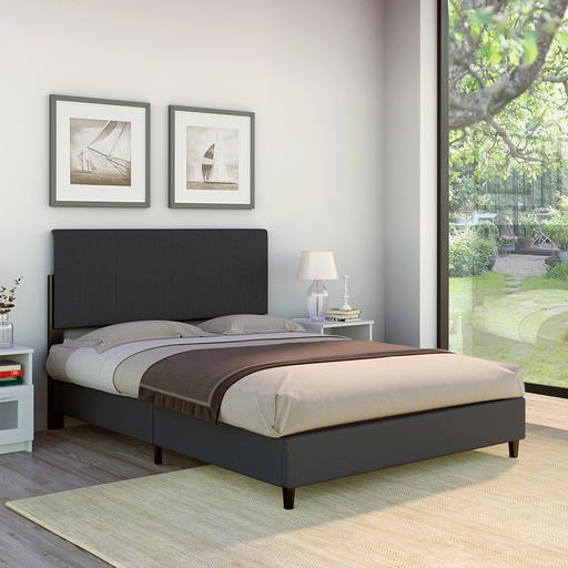 GABORONE Queen Bed Frame| Upholstered| Grey| High Headboard