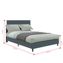 Idiya GABORONE Queen Bed Frame| Upholstered| Grey| High Headboard