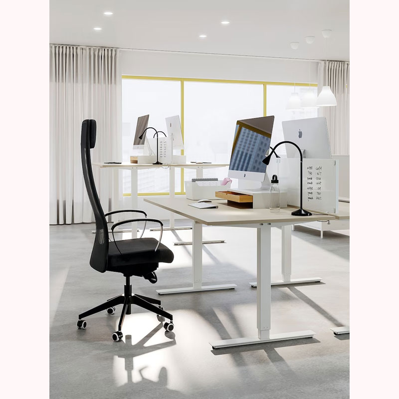 TROTTEN underframe sit/stand f table top white 120/160 cm