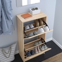 BISSA shoe cabinet with 2 compartments oak effect 49x28x93 cm