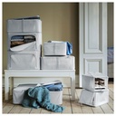 HEMMAFIXARE storage case fabric striped/white/grey 69x51x19 cm