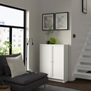 bookcase with doors white 80x30x106 cm