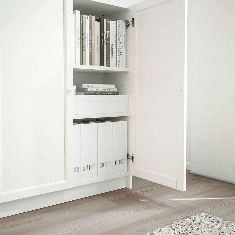 bookcase with doors white 80x30x106 cm