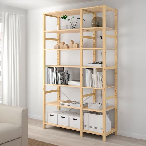 IKEA IVAR 2 Sections/Shelves, Pine, 134x50x226 cm