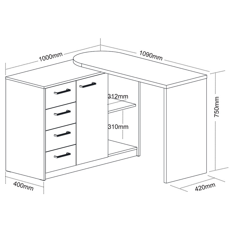  Rondonopolis 1100 Desk - White large