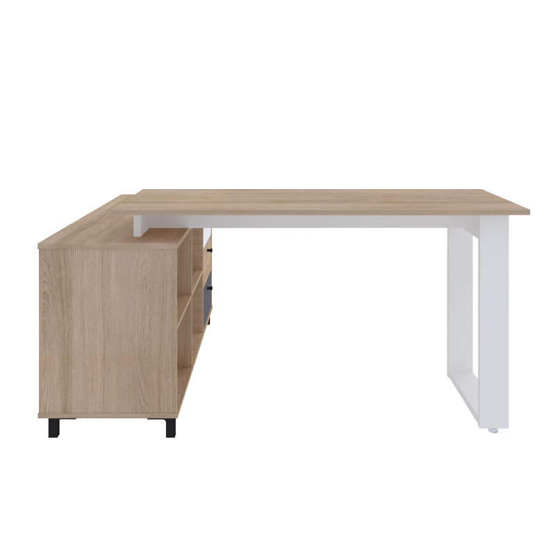  Juazeiro Desk - Light Oak/ White/ Gray