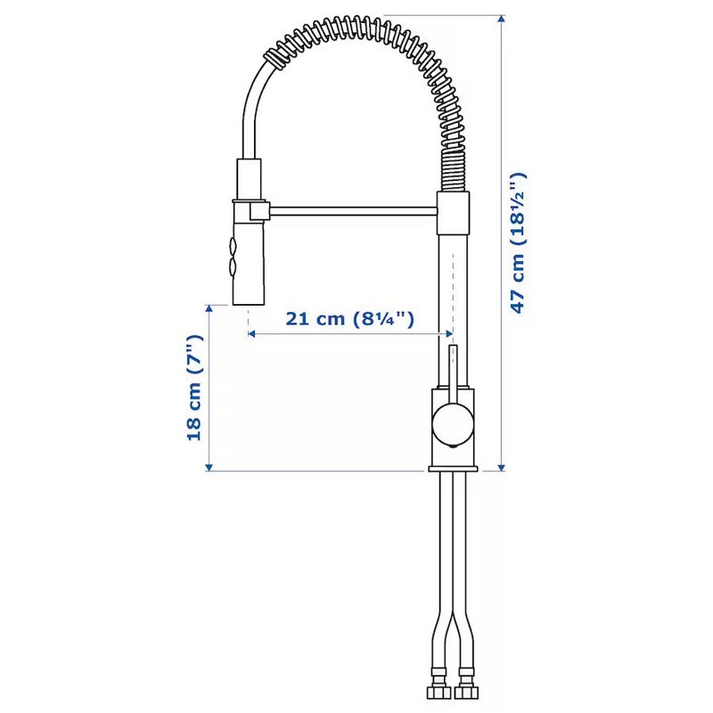 [705.199.42] VIMMERN Kitchen Mixer Tap/Handspray, Stainless Steel Colour, 47 cm