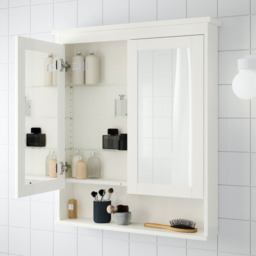 IKEA HEMNES Mirror Cabinet with 2 Doors, White, 83x16x98 cm