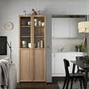 [894.836.36] BILLY / OXBERG Bookcase with Panel/Glass Doors, Oak Effect, 80x30x202 cm