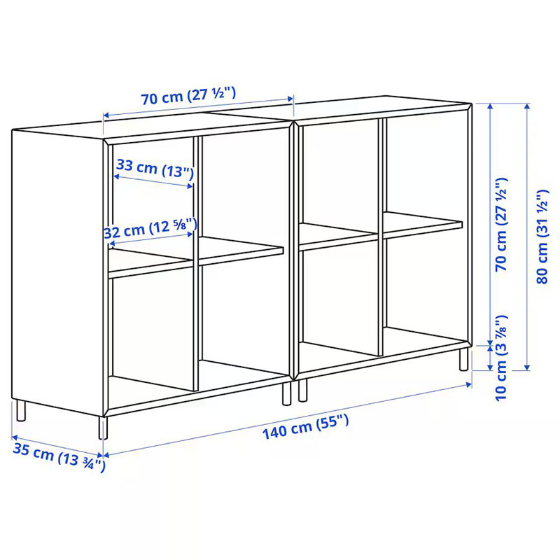 [693.861.08] EKET Cabinet Combination with Legs, White-Wood140X35X80 cm