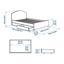 [593.366.56] HAUGA Upholstered Bed, 2 Storage Boxes Vissle Grey 180X200 cm