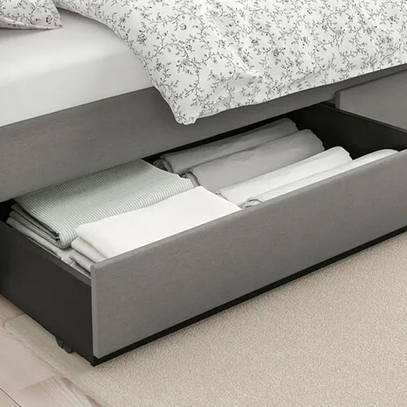 [004.742.06] HAUGA Upholstered Bed Storage Box Vissle Grey 200 cm