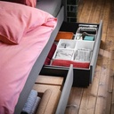 [004.742.06] HAUGA Upholstered Bed Storage Box Vissle Grey 200 cm