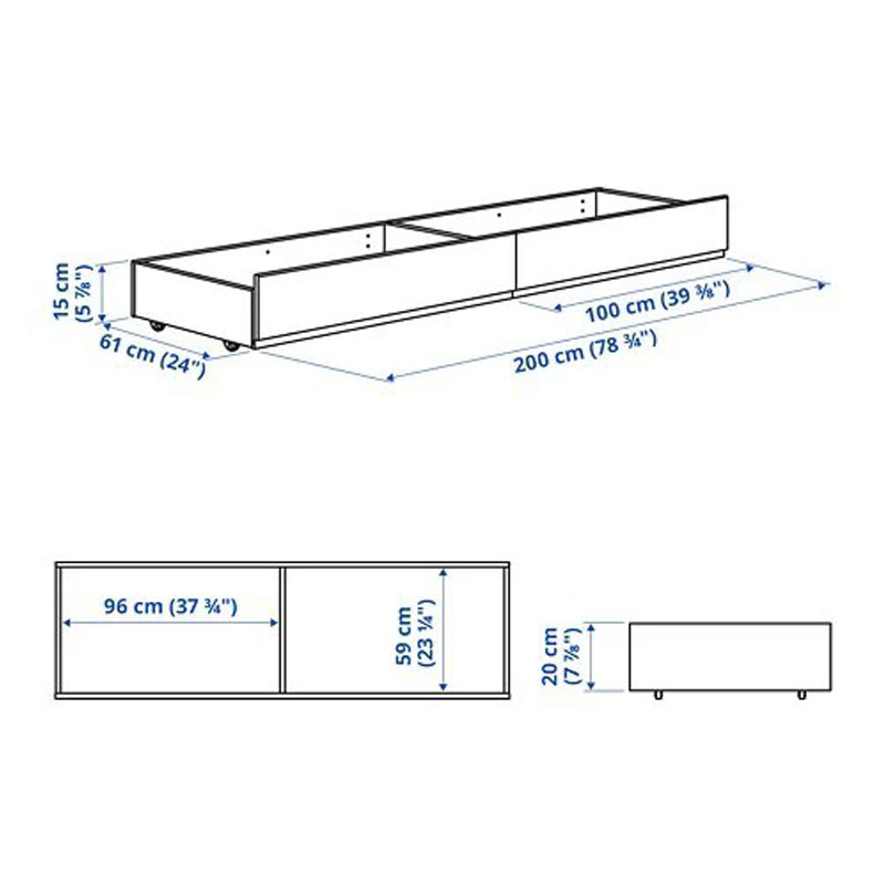 [004.742.06] HAUGA Upholstered Bed Storage Box Vissle Grey 200 cm