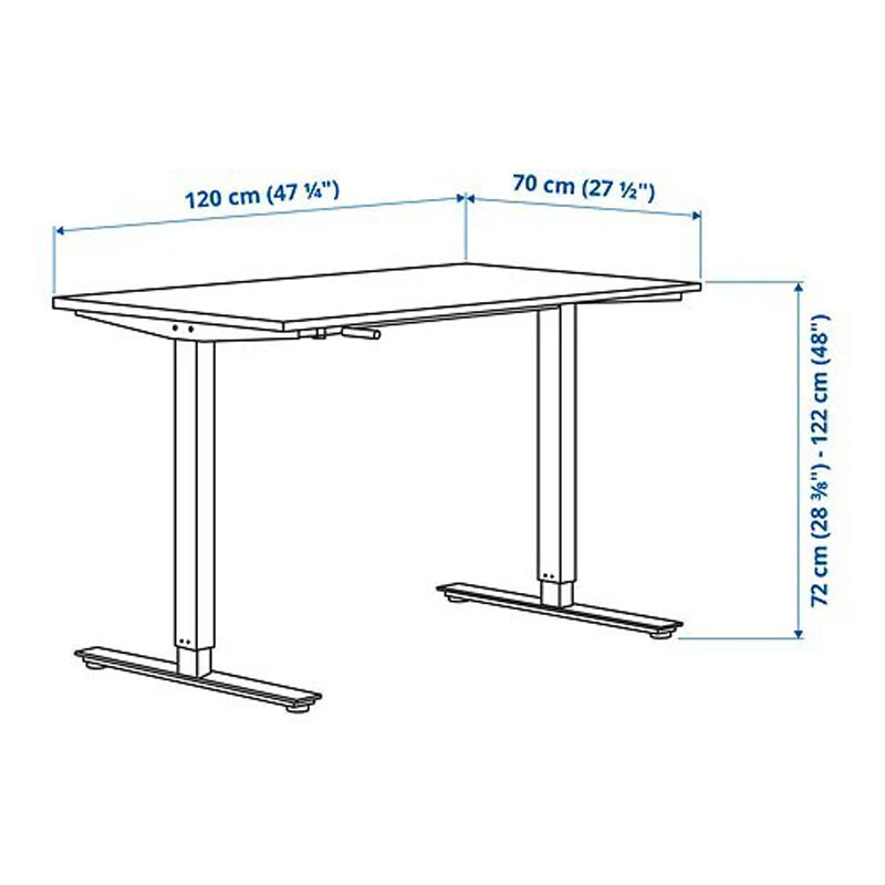 [794.295.79] Ikea TROTTEN desk sit/stand white 120x70 cm