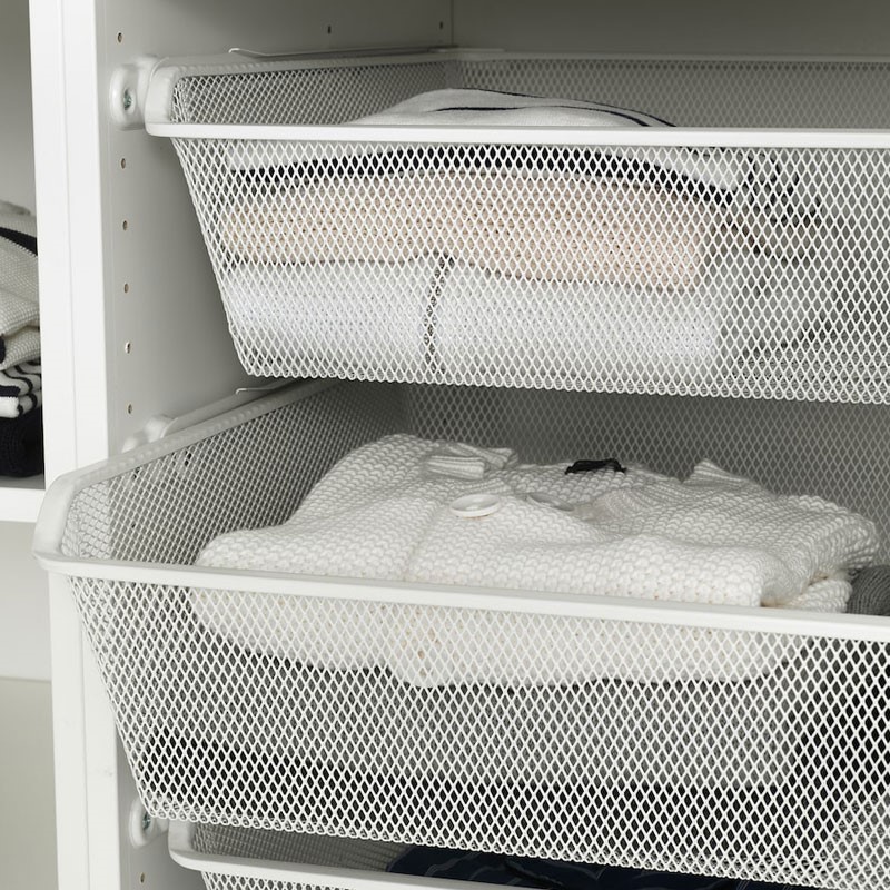 [192.426.31] KOMPLEMENT Mesh Basket with Pull-out Connecting Rod, White 75X58 cm