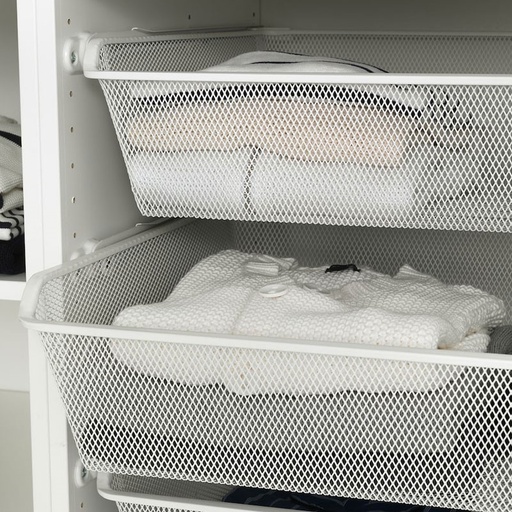 IKEA KOMPLEMENT Mesh Basket with Pull-out Rail, White100X58 cm