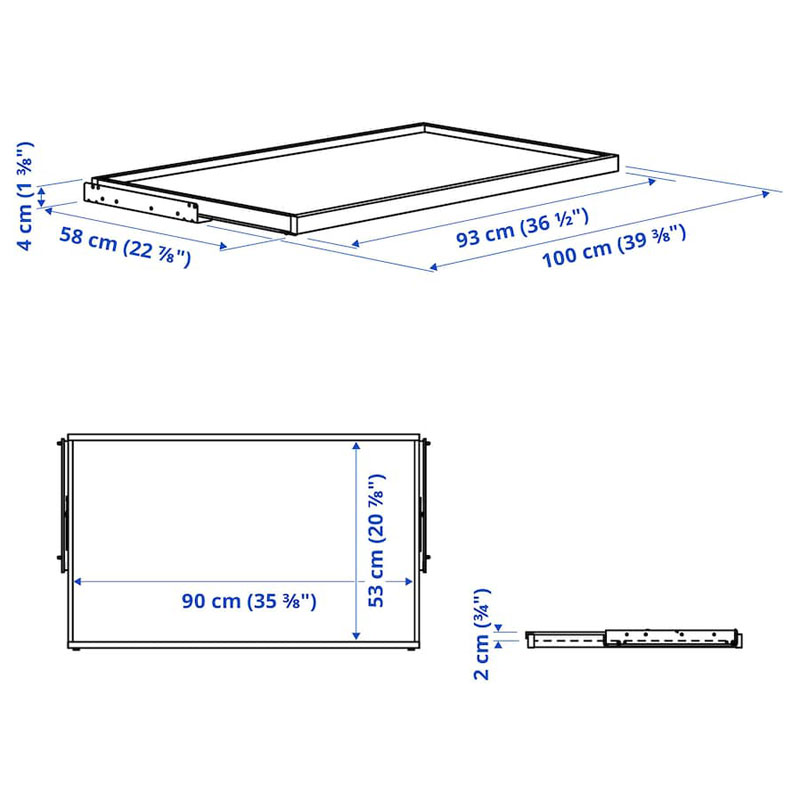 [102.463.89] KOMPLEMENT Pull-out Tray, White Stained Oak Effect 100X58cm