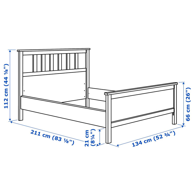 [803.543.80] HEMNES Bed frame, white stain, 120x200 cm