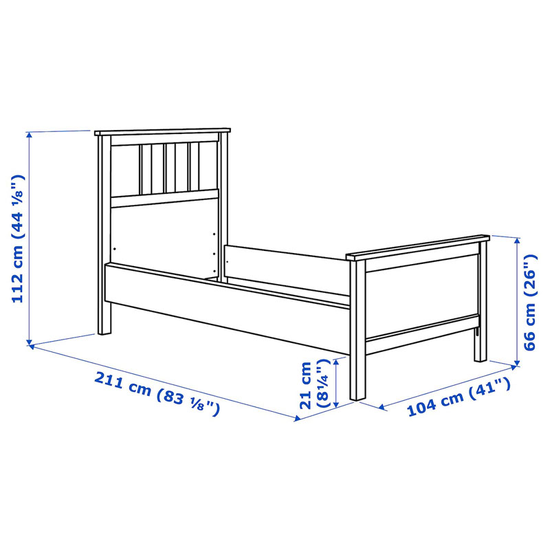 [003.543.84] HEMNES Bed frame, white stain, 90x200 cm