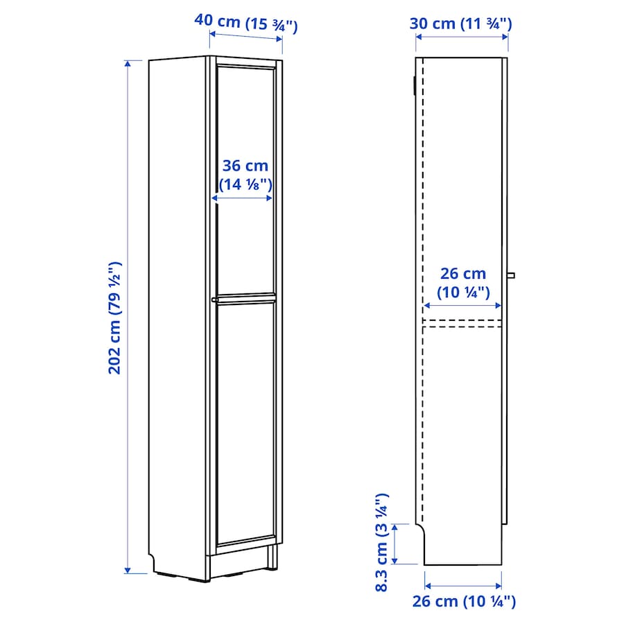 [995.453.99] BILLY / OXBERG Bookcase with Doors, White, 40x30x202 cm