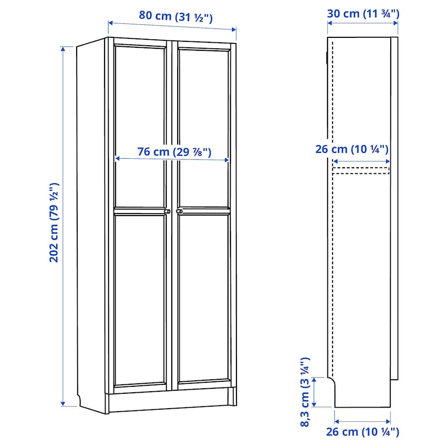 [395.453.97] BILLY / OXBERG Bookcase with Doors, White