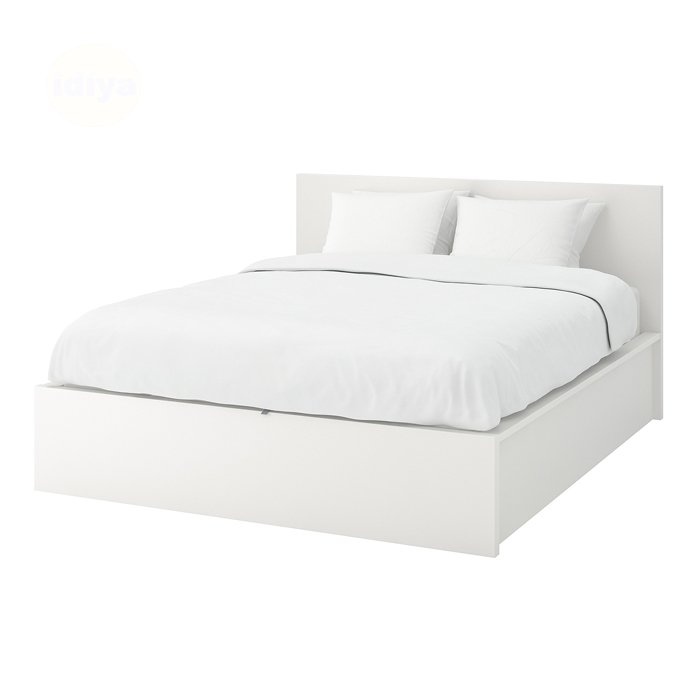 Ikea Malm Ottoman Queen Bed Frame| Storage Boxes| White
