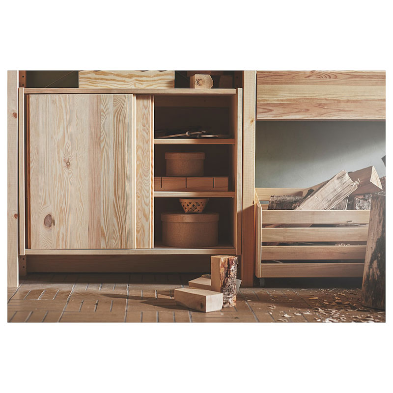 [704.943.95] Ikea IVAR cabinet with sliding doors, pine, 80x30x60 cm