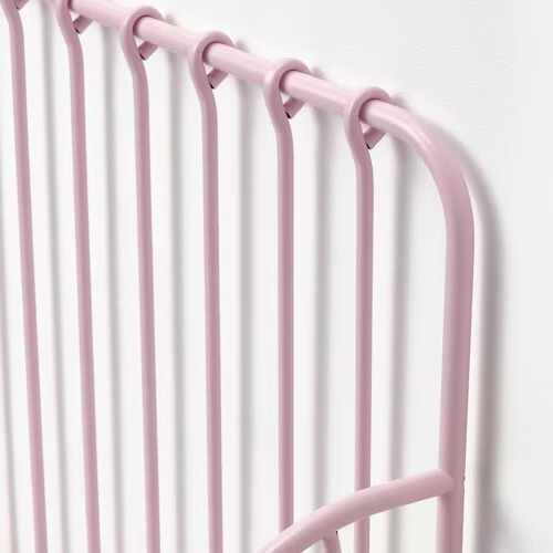 MINNEN ext. bed frame with slatted bed base, light pink, 80x200 cm