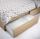 Ikea Malm Queen Bed Frame| 2 Storage Boxes| White stained Oak Veneer| Luroy