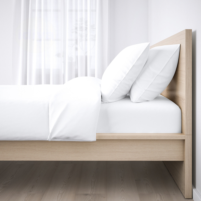 Ikea Malm Queen Bed Frame| White stained Oak Veneer| Luroy