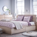 Ikea Malm Super King Bed Frame| 2 Storage Boxes| White Stained Oak Veneer| High Platform Bed