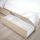 Ikea Malm Super King Bed Frame| 2 Storage Boxes| White Stained Oak Veneer| High Platform Bed