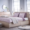 Ikea Malm Super King Bed Frame| 4 Storage Boxes| White Stained Oak Veneer| High Platform Bed