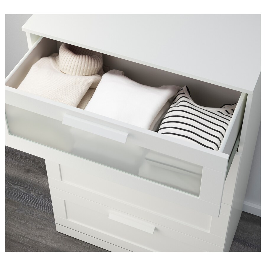 IKEA BRIMNES Chest of 4 drawers, white, frosted glass