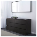 IKEA MALM Chest of 6 drawers, black-brown ,lowboy