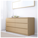 IKEA MALM Chest of 6 drawers, white stained oak veneer, low boy