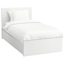 IKEA Malm bed frame, high, w 2 storage boxes, white, luroy 90 x 200 cm