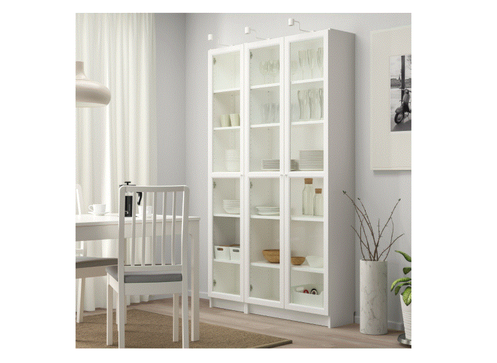 Ikea BILLY - OXBERG Bookcase with glass-doors, white